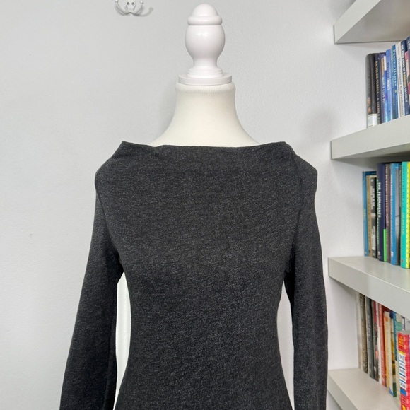 James Perse Charcoal Gray Cotton Knit Wide Neck Sheath Dress Small - Picture 2 of 12